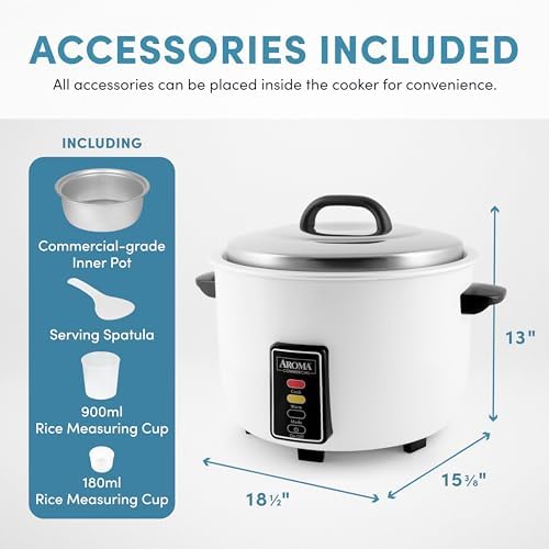 Aroma Housewares 60-Cup (Cooked) (30-Cup UNCOOKED) Commercial Rice Cooker (ARC-1033E),White - Image 4