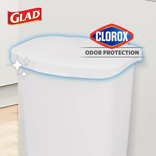 Glad 13 Gallon Trash Can with Clorox Odor Protection | Plastic Kitchen Waste Bin | Hands Free with Step On Foot Pedal and Garbage Bag Rings, White - Image 3