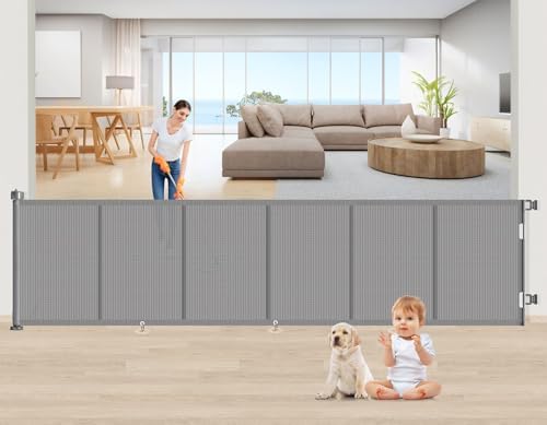 EZIGO 150 Inch Retractable Baby Gates Extra Wide Reinforced Baby Dog Gate by EZIGO