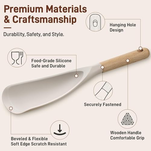 3 PACK Cooking Spoon Spatula for Nonstick Cookware, Heat Resistant Silicone - Image 2