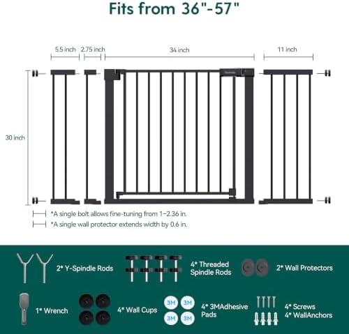 Babelio 36-56" Extra Wide Baby Gate for Stairs No Drilling, PressGuard II - Image 3