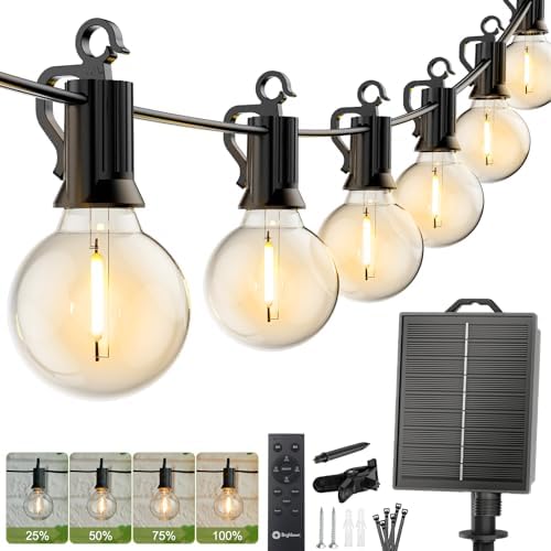 Brightown 37FT Solar String Lights Outdoor, IP65 Waterproof, Remote, Timer by Brightown