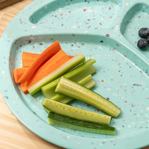 bzyoo 11-Inch Divided Plates Set of 2, 100% Melamine Portion Control Plates for Adults & Kids, Modern Confetti Pattern, BPA-Free & Dishwasher Safe, Ideal for Camping, RV, and Daily Use (Green) - Image 5