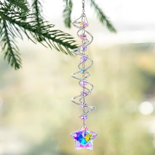 21 Inch Crystal Spiral Wind Spinner Gazing Ball Suncatcher Decor - Image 4