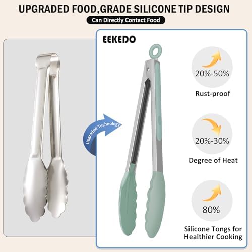 Silicone Tongs for Cooking Non-Stick Pans Grilling Air Fryer Salad - Image 3