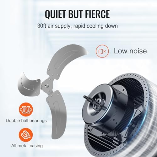 VEVOR 18 Inch Wall Mount Fan, Oscillating, 3-Speed, 4000 CFM, 2 Pack - Image 5