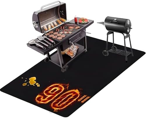 THMINS 90x48 Inches Extra Large Under Grill Mat for Outdoor BBQ by THMINS