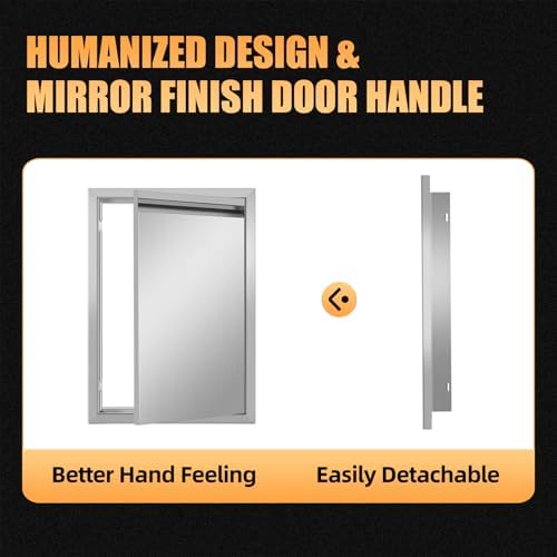 Outdoor Kitchen Doors 17W x 24H Inch Horizontal Handle Right Open Single BBQ Access Door, 304 Stainless Steel for Outdoor Kitchen Cabinet Grill Station or BBQ Island - Image 4