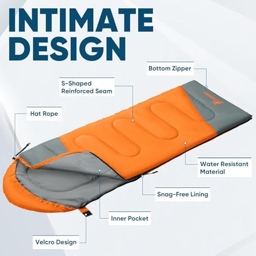 PTEROMY Sleeping Bags for Adults, Lightweight and Machine Washable, Water Resistant Backpacking Camping Sleeping Bag for Warm Cold Weather, Camping Essentials for Hiking Travel - Image 6