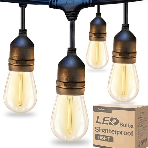 addlon LED Outdoor String Lights 96FT(48*2) Edison Vintage Weatherproof ETL by addlon