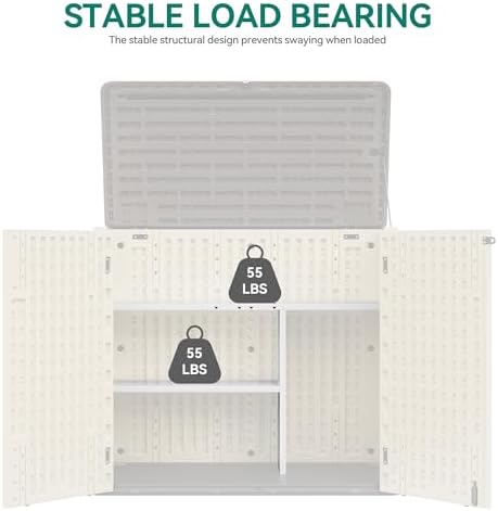 YITAHOME 30 Cuft Metal Storage Shed Shelf, Space-Saving Waterproof Shelf for Horizontal Storage Sheds,Waterproof for Garden, Patio, Garage, Easy Assembly,45.6" L X 13.2" W X 29.2" H, White - Image 4