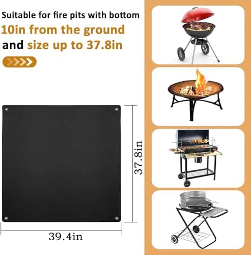 Fire Pit Mat, 37.8"x 39.4" Fireproof Blanket for Under Fire Pit, Black - Image 5