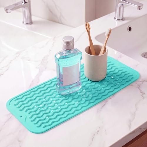 MicoYang Silicone Dish Drying Mat for Multiple Usage,Easy clean,Eco-friendly,Heat-resistant Silicone Mat for Kitchen Counter,Sink,Bar,Bottle,or Cup Mint M 17 inches x 6 inches - Image 6