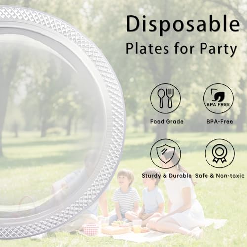 WELLIFE 9 Inch Clear Plastic Plates 50 Count - Image 6