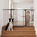 Mumeasy 29.7-54.2" Baby Gate for Stairs, Pressure Mounted Dog Gate for Doorways, Extra Wide Walk Thru Safety Pet Gate for Doors with Auto Close, Easy Install Child Gate for Hallway Indoor House, Brown by Mumeasy-FocusonBabyPetSafetyGate