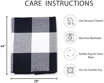 IOHOUZE 27.5x43 Buffalo Plaid Rug, Washable Front Door Mat, Black White - Image 2
