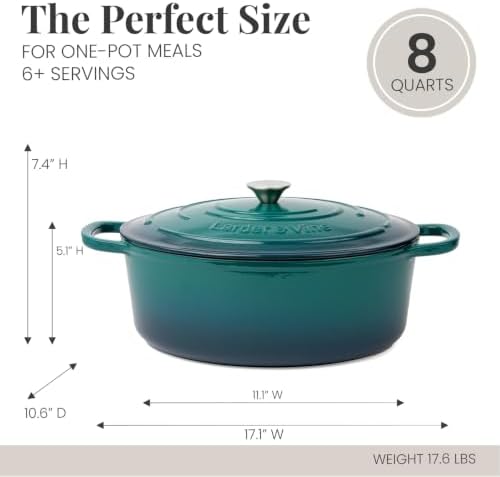 Larder & Vine 8 qt Oval Enameled Cast Iron Dutch Oven Pot, Bondi - Image 4