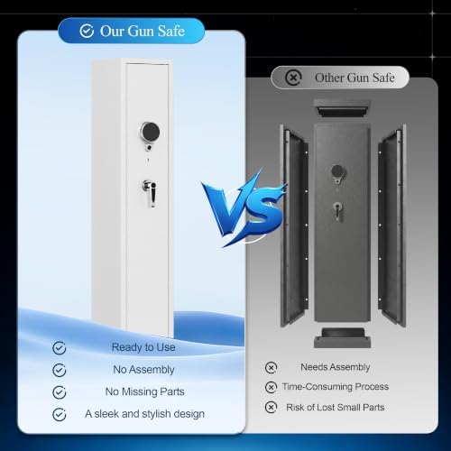 KAER [No Assembly Required] 3-5 Gun Safe for Rifles, One Piece Welded Anti Pry Heavy Duty Steel Shotgun Safe with Scratch Resistant Tactical Hammertone Finish for Home & Hunting - Image 6