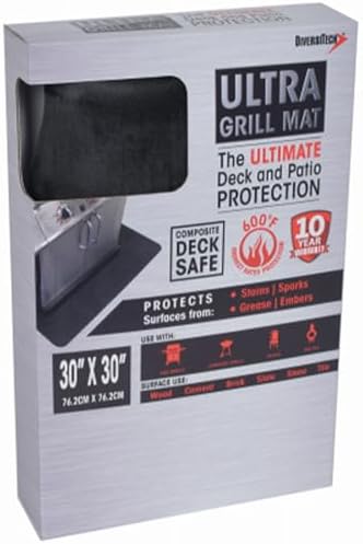 DiversiTech 30 Inch Ultra Grill Mat with Secure Use on Composite Deck Design and Lightweight Construction for Patio, Lawn, and Garden, Gray by Diversitech