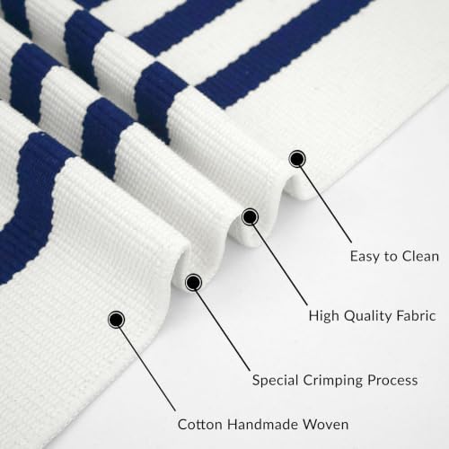 IOHOUZE 4x6 Striped Entryway Rug, Washable Front Porch, Navy White - Image 6