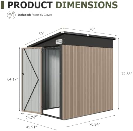 Aoxun 6x4 FT Lean to Outdoor Storage Shed with Sloping Roof - Image 2