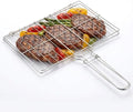 Stainless Steel Fish Grill Basket for Outdoor BBQ, Heavy Duty Lockable Grilling Rack for Fish Vegetables Steak Veggies Shrimp Meat, Portable Campfire Cooking Mesh Grate Tool, 12 x 8 Inch by HEMOTON