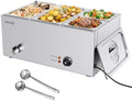 VEVOR 4-Pan Commercial Food Warmer, 24QT Electric Steam Table, 1200W Professional Countertop Stainless Steel Buffet Bain Marie with 86-185°F Temp Control for Catering and Restaurants, Silver by VEVOR