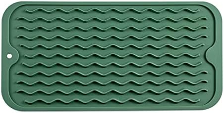 MicoYang Silicone Dish Drying Mat for Multiple Usage,Easy clean,Eco-friendly,Heat-resistant Silicone Mat for Kitchen Counter or Sink,Refrigerator or Drawer Liner Green S 12 inches x 6 inches by MicoYang