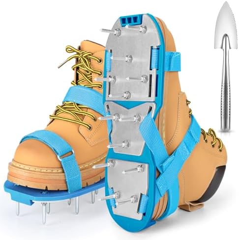 Lawn Aerator Shoes for Grass - Pre-Assembled Grass Aerator Shoes for Lawn - Soil Yard Aerator Tool for Aerating Patio Garden, Blue, Large Size by DenForste