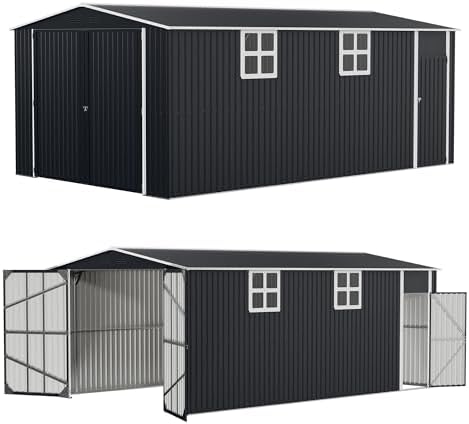 Polar Aurora 12x20 FT Outdoor Storage Shed Black - Image 7