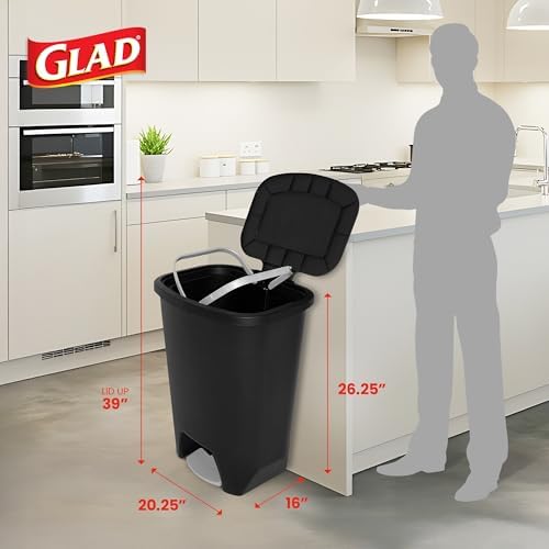 Glad Trash Can with Clorox Odor Protection | Plastic Bin, 20 Gal, Black - Image 2