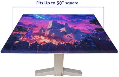 Elastic Tablecloth Square, Medieval Fantasy Pattern Printed on Polyester Square Table Cover Fitted, Perfect for Breakfasts Tea Gatherings, Fit for 30" x 30" Square Tables - Image 5