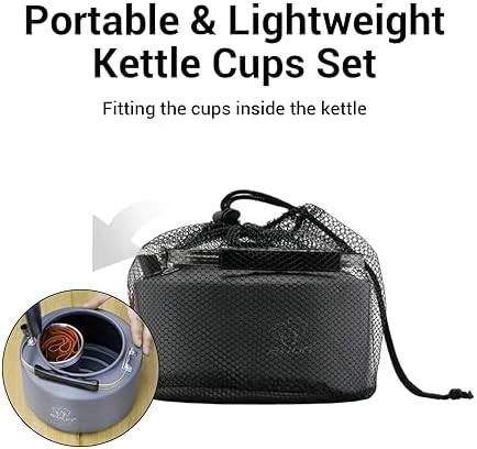 Bulin Camping Kettle, 2.2L Large Portable Camp Tea Coffee Pot With 4 Cups - Image 4