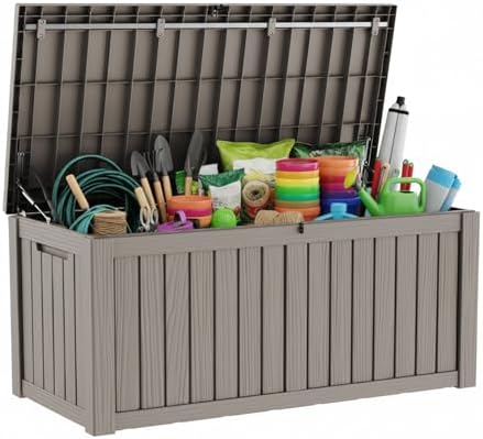 200 Gallon Large Outdoor Storage Box Waterproof, UV Resistant Resin Deck Box with Hydraulic Rod & Lockable Latch for Patio Furniture, Outside Storage Box for Garden Tools, Patio Cushions, Gray - Image 2