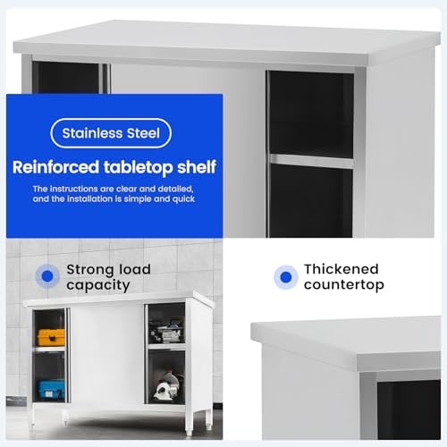 Hally Stainless Steel Cabinet 24"x48" Commercial Heavy Duty Prep Workbench - Image 5