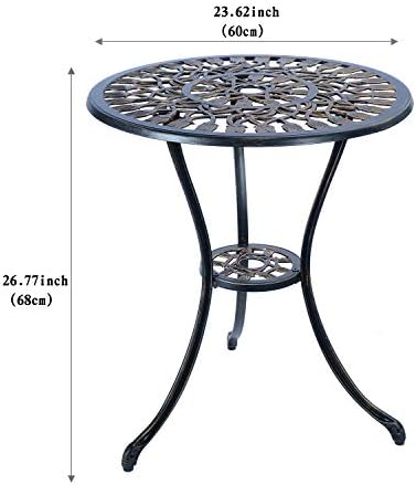C/G 3 Piece Bistro Set,Outdoor Patio Set,Anti-Rust Cast Aluminum Bistro Table Set for Park Yard Front Porch Furniture(Antique Copper) - Image 2