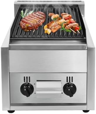 Commercial Gas Grill, Stainless Steel Gas Grill Professional Gas Countertop Griddle, Heavy Duty Gas Griddle Portable Tabletop Gas Grill Griddle for Outdoor Party, Camping, RV or Backyard by Unknown