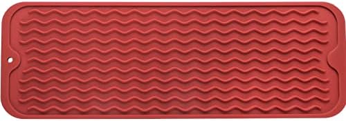 MicoYang Silicone Dish Drying Mat for Multiple Usage,Easy clean,Eco-friendly,Heat-resistant Silicone Mat for Kitchen Counter,Sink,Bar,Bottle,or Cup Red M 17 inches x 6 inches by MicoYang