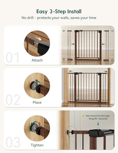 Babelio Baby Gate for Stairs No Drilling, 29-48 in PressGuard Dog Gate - Image 2