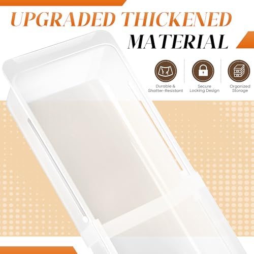 2 Pack Deep Drawer Organizer Bins, Adjustable Sliding Drawer Organizer Bin Expandable Tray for Kitchen Utensils, BBQ Tools, Towels, Durable Plastic Sliding for Easy Storage (12.4" to 18") - Image 6