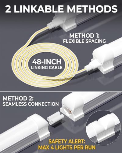 T8 LED Shop Light 4FT, 12-Pack, 5000K Daylight, Frosted - Image 3