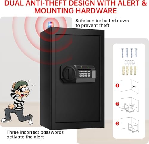 5.1 Cuft Home Safes Water and Fireproof, Large Safety Box Fireproof Waterproof with Electronic Keypad and Spare Key, Fire Proof Safe for Home Documents, Floor Personal Safe for Money Medicine - Image 7
