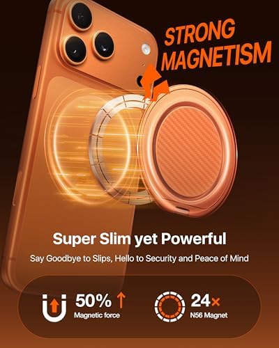 andobil [2026 Ultra-Thin] Magnetic Phone Ring Grip for MagSafe, Orange - Image 3