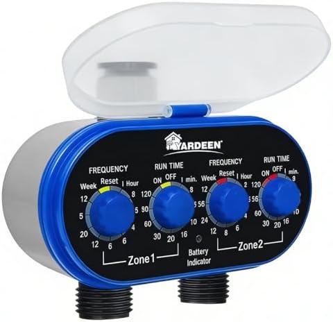 Watering Hose Sprinkler Timer Garden Irrigation System Controller Electronic Water Timer with Two Outlets Color Blue by Yardeen