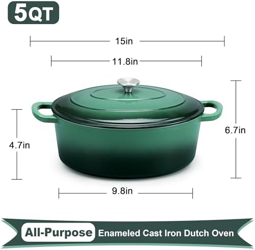 E-far 5QT Oval Dutch Oven Pot with Lid, Enameled Cast Iron Dutch Oven - Image 2