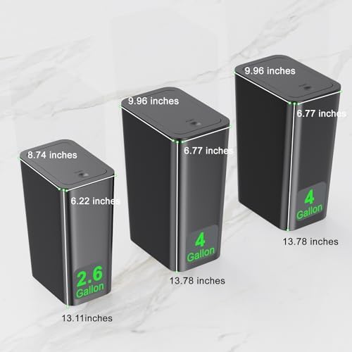 N. NETDOT 3 Pack (2 of 4 Gal & 1 of 2.6 Gal) Small Trash Can with Lid,Bathroom Garbage Can with Pop-Up Lid,Waste Basket for Bathroom,Kitchen,Bedroom,Powder Room,Craft Room,Office,College (Black) - Image 6