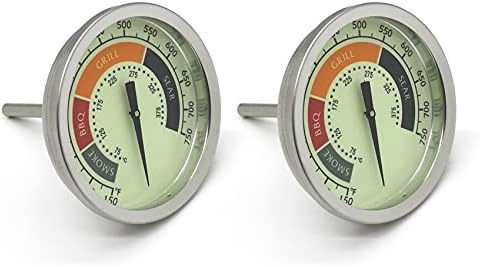 3 1/8” Accurate Luminous BBQ Thermometer Gauge 2 Pcs for Oklahoma Joe’s Smokers 3695528R06 & Most Charcoal Pellet Wood Pit Smoker Grills, 1/2 NPT Male Thread Temperature Gauge Replacement, Thermostat - Image 2