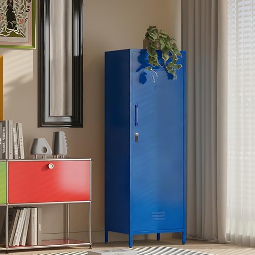 Metal Locker Storage Cabinets Kids Lockable Single File Storage Cabinet with Digital Lock Locker for School Gym Pantry Kitchen (Navy) - Image 6