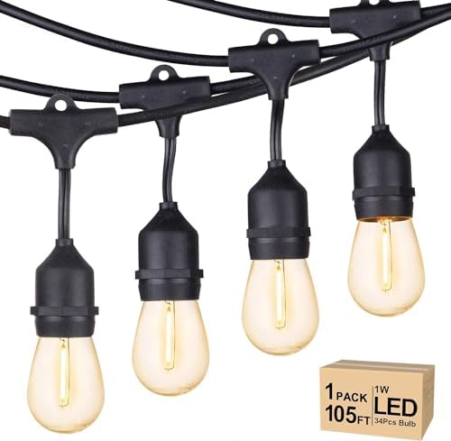 Svater Outdoor String Lights 105 FT Outside Waterproof Commercial Grade ETL by Svater