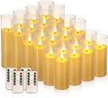 YOROXRG Flickering Flameless Candles Battery Operated with Remote,Led Pillar Candles with Realistic Moving Wick Candles for Halloween,Christmas,Home Decor Pack of 24 (D2.2 xH 5" 6" 7")(Ivory) by YOROXRG